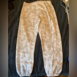 Cream Plush Joggers with Tapered Leg and Elastic Cuffs
